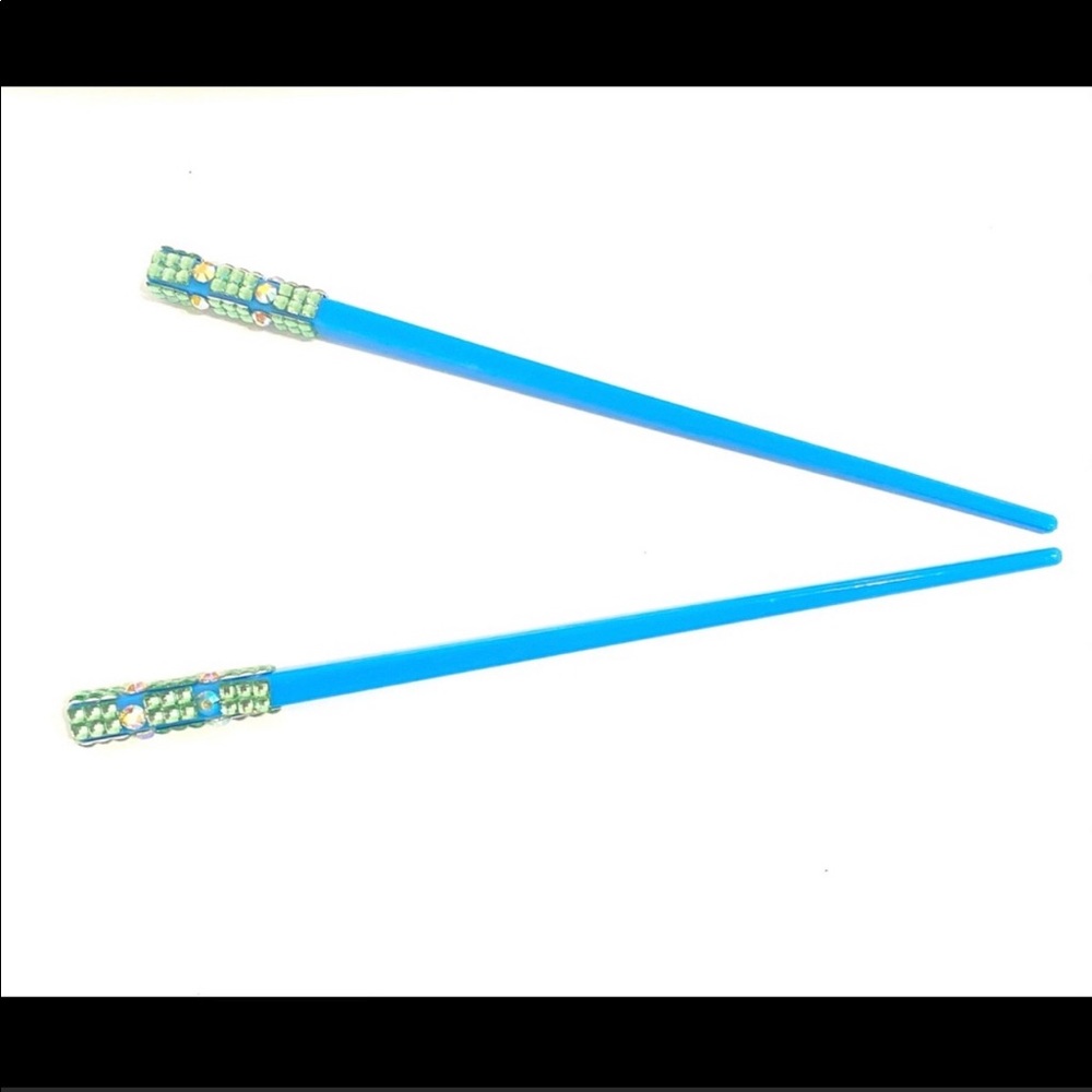 Blue Updo Hair Sticks Picks With Accents Set of 2